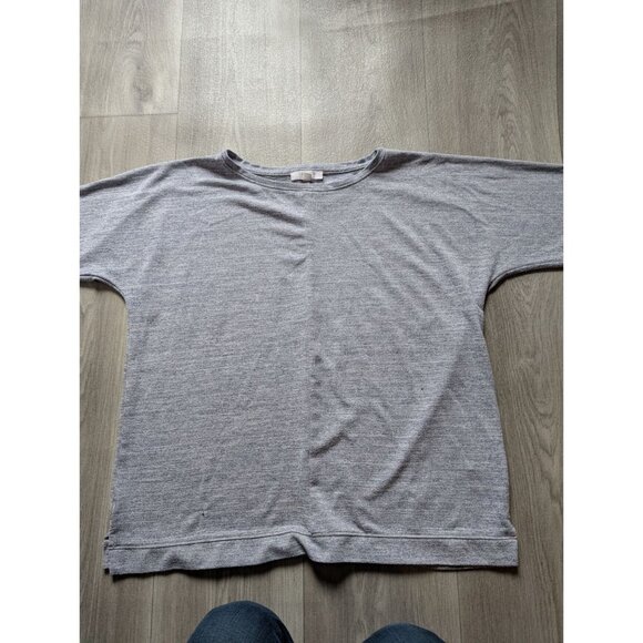 Talbots Petite Heather Gray Short Sleeve Knit Top Size L/P - Picture 3 of 8